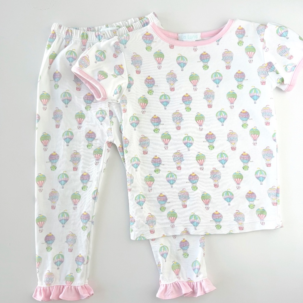 La Luna Two-Piece Set Hot Air Balloon 100% Pima Cotton size 2T Made in Peru